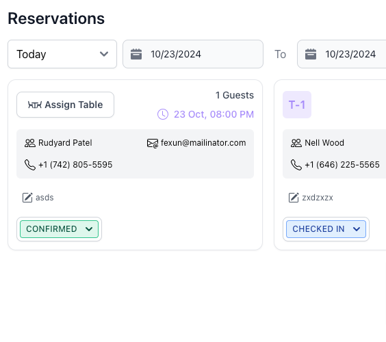 Improve table reservation management